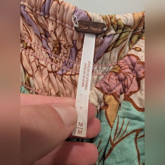 NWOT Free People Rolling Hills Jumpsuit in Tea Combo Boho Sz Medium Long Bohemia - Picture 4 of 5